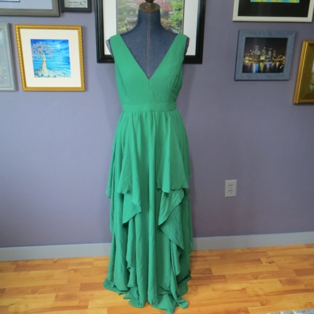 Modcloth As Ruffles Ripple Maxi Dress in Green Xl